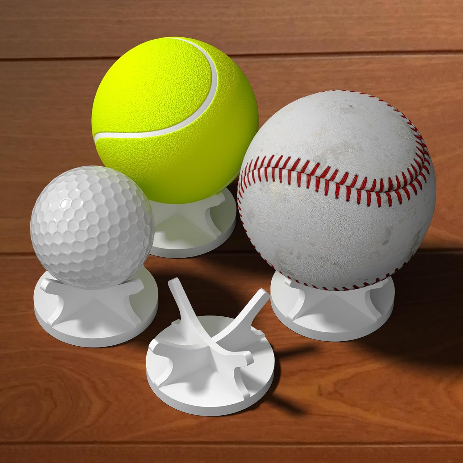 Cosmos 4 Pcs Sport Ball Stand Holder Baseball Display Stand Golf Ball Holder Tennis Ball Desk Rack for Baseball Tennis Ball Golf Ball Small Sphere Stone Egg Stand, Non-Slip Bottom image 5