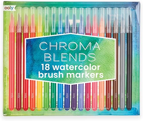 Ooly Chroma Blends - Marcadores de pincel para acuarela, suministros de regreso a clases, juego de 18