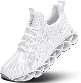 Mens Slip on Walking Running Shoes Blade Tennis Casual Fashion Sneakers Comfort Non Slip Work Sport Athletic Trainer White Grey