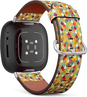 CJBROES Replacement Leather Watch Band, Compatible with Fitbit Versa 3 and Fitbit Sense of Wristband Bracelet Accessory - Color Easter Eggs