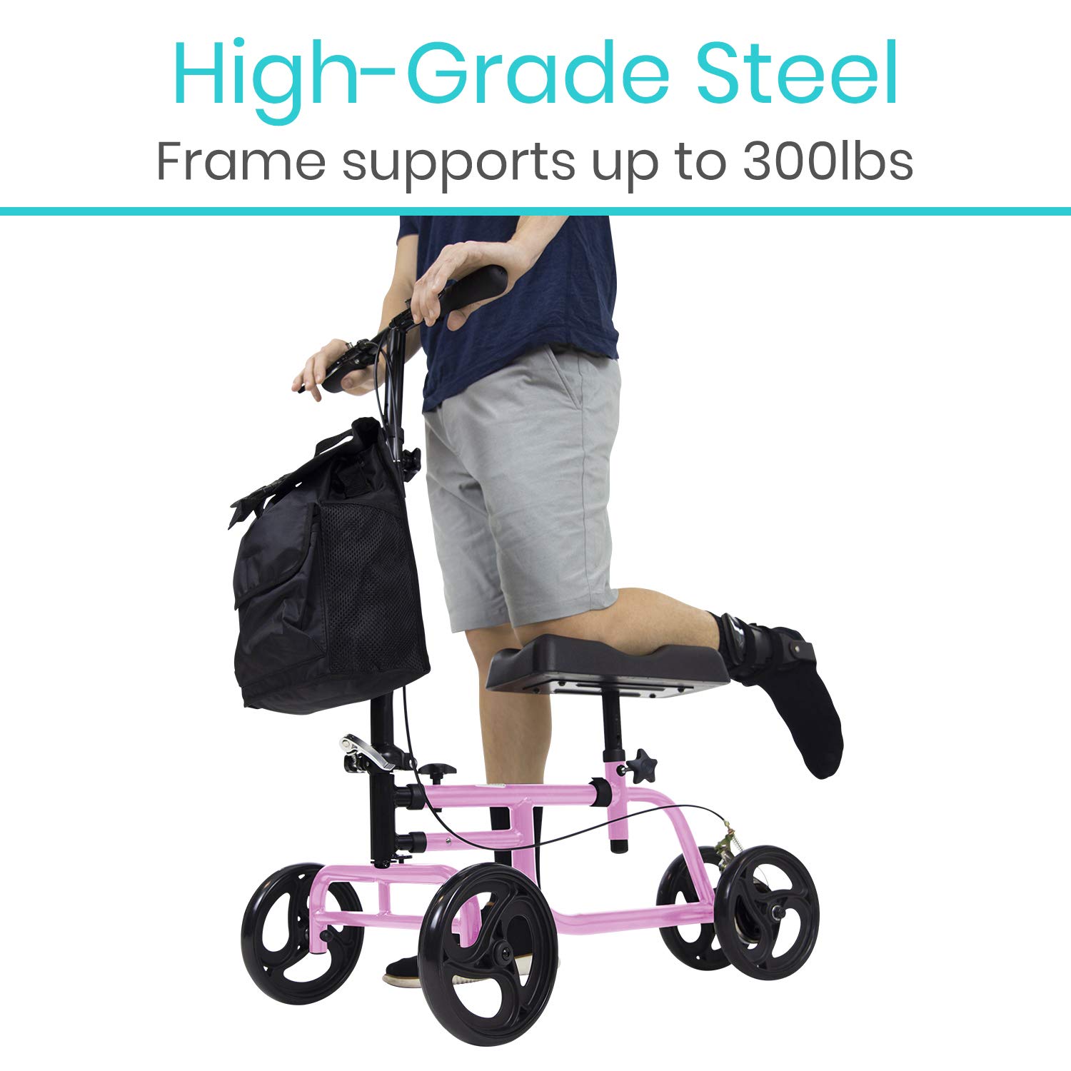 Vive Mobility Knee Walker Steerable Scooter for Broken Leg, Foot