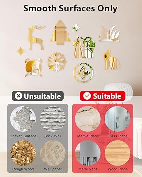 12 Pack Flexible Mirror Sheets 12x12 Inch Self Adhesive Non-Glass Mirror Tiles, Cuttable Shatterproof Acrylic Stickers, Safe Reflective Film for DIY Home Wall Decor Kitchen Bedroom