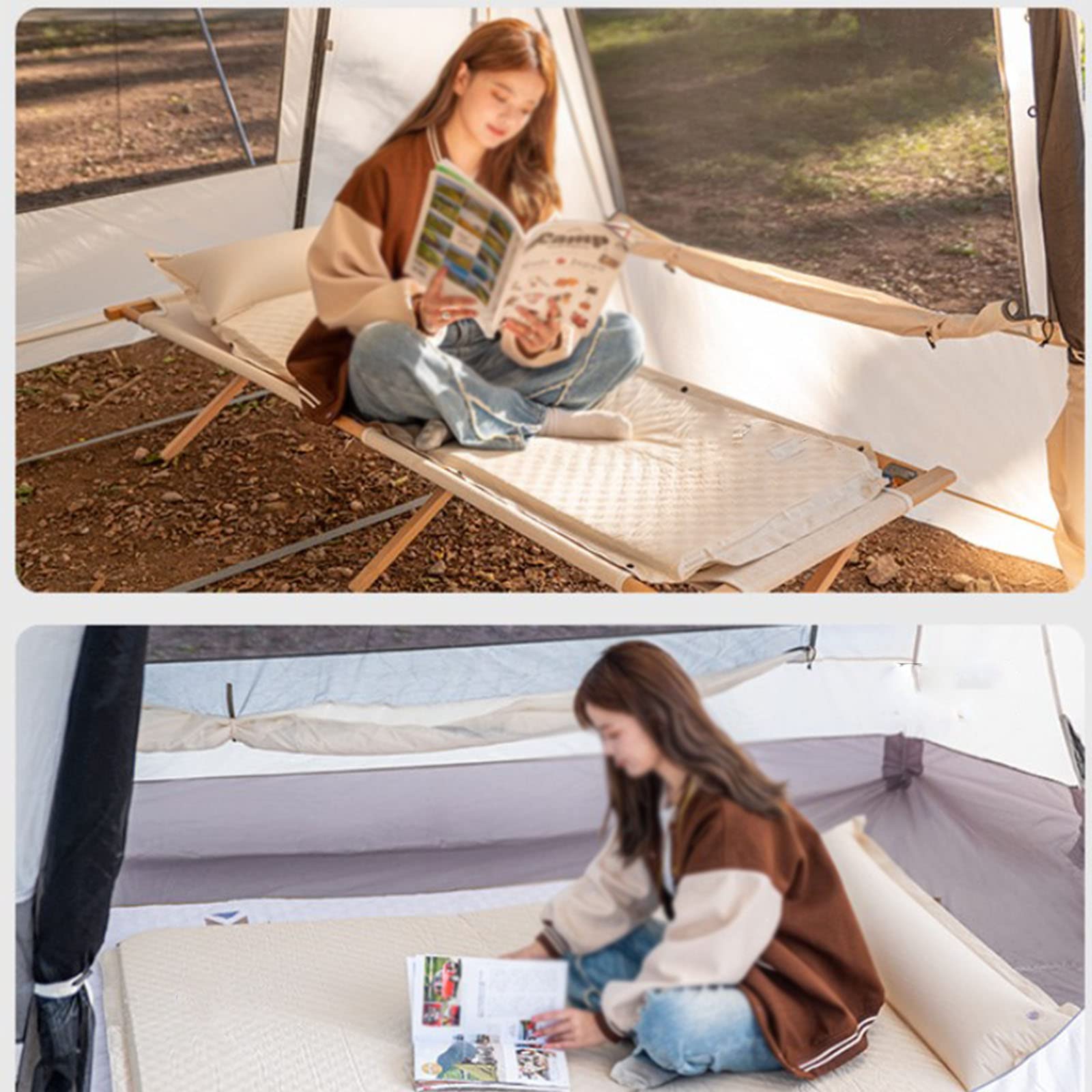 Materassino autogonfiabile da Esterno con Cuscino Cuscino Ispessimento per Tenda da Campeggio Portatile per Materasso Singolo (Double)