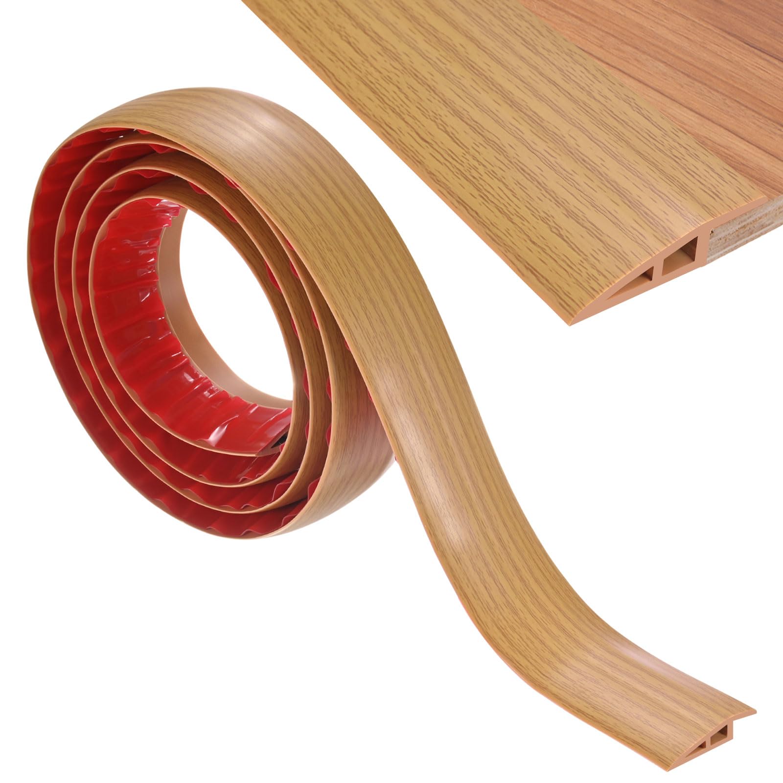 M METERXITY Floor Transition Strip, 6.56FT PVC Door Transition Strip Self Adhesive Suitable for Doorways/Tile/Carpet, Floors Cover Heights Within 2/5Inch(10mm) [Yellow Oak]