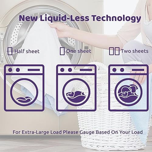 Miniatura 6 de Hojas de detergente para ropa, 80 hojas, aroma a lavanda, tiras hipoalergénicas y ecológicas, perfectas para viajes, campamento, apartamentos,