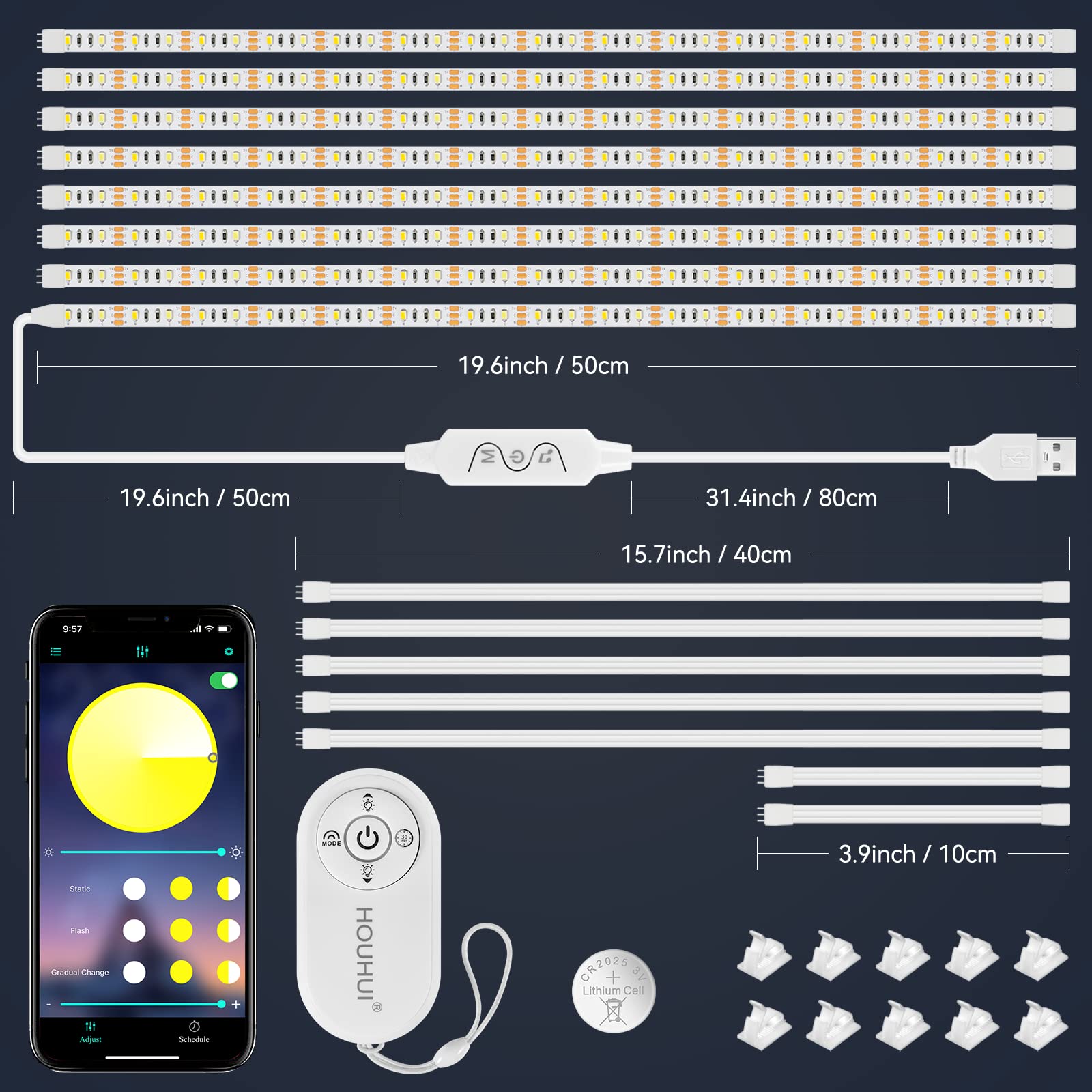 Striscia LED da 5 m, striscia LED COB con telecomando, striscia LED