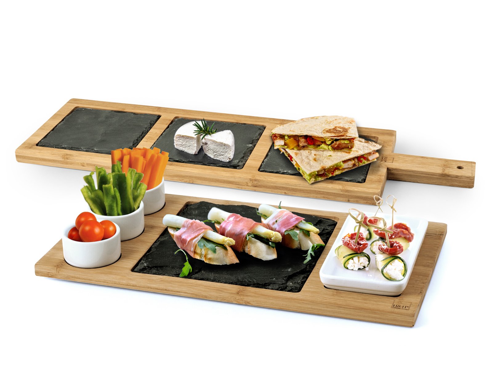 H&H tagliere 1 manico Ardesia & Bamboo cm20x66