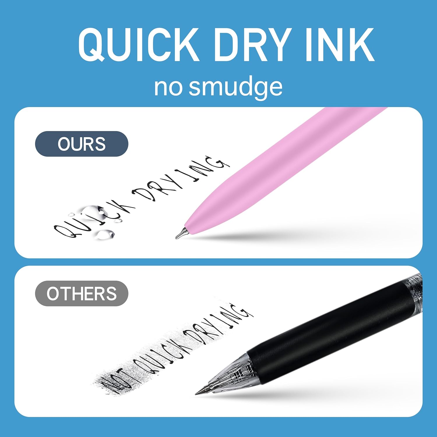 Retractable Gel Pens 12pcs, 0.5mm Fine Point, Quick Drying Black Ink, Smooth Writing, No smear, No skipping, Aesthetic Pens for Journaling, Note Taking, Office Pens for Women and Men