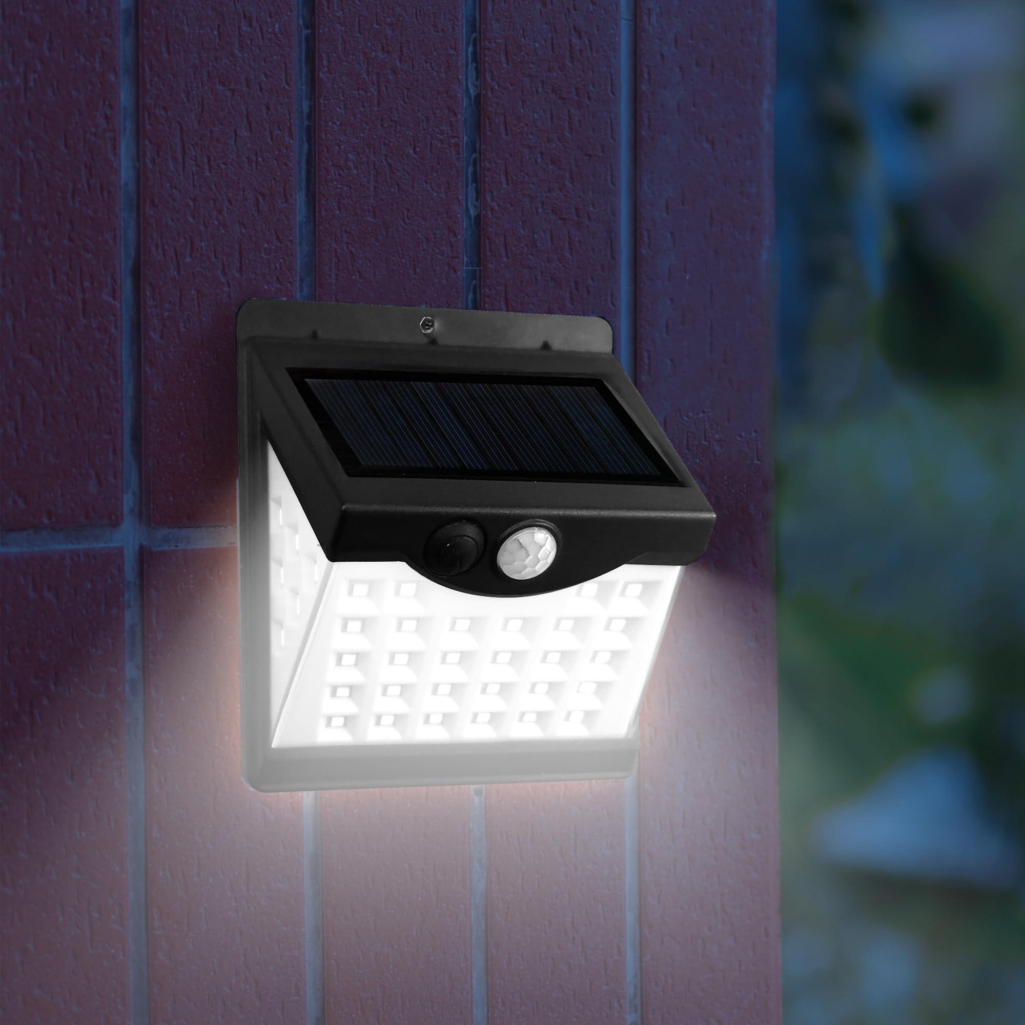 Suprema, Lampada Solare, 6 Pezzi, Faretto LED da Esterno con Sensore PIR e Crepuscolare, IP65, Montaggio Biadesivo, Autonomia 6-8 Ore, Ricarica Solare