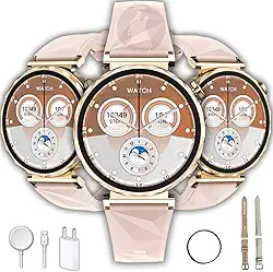 Relógio Smartwatch Feminino Microwear GT5 Mini 2026 Tela 41, GPS, 2 Pulseiras, Bluetooth, IP68 (Ouro)