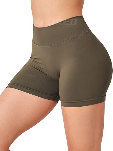 Miniatura 4 de YEOREO Pantalones cortos de entrenamiento para mujer, espalda en V, levantamiento de glúteos, sin costuras, cintura alta