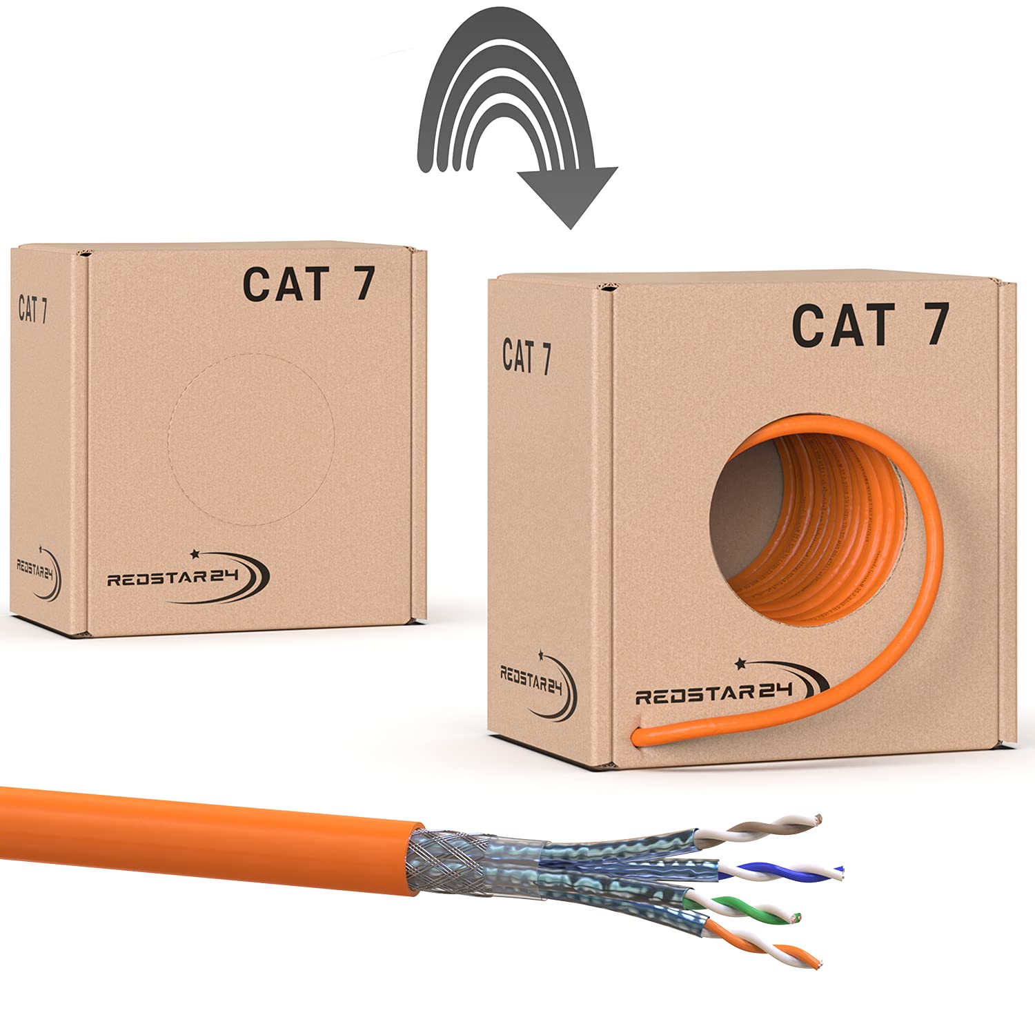 100m CAT 7 Kabel Verlegekabel Netzwerkkabel Crimpzange RJ45 Zange / Kabeltester / Kabelmesser / 10x Netzwerkstecker RJ45 Stecker LAN Halogenfrei Installationskabel CAT7 Kupfer Netzwerk Werkzeug SET