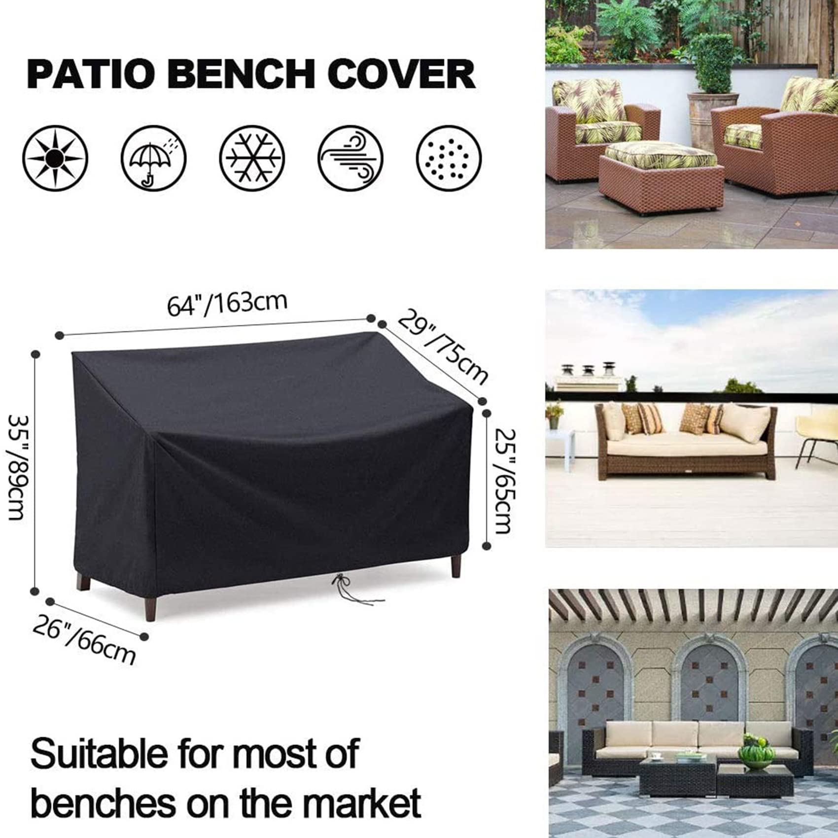 Fodera per Divano da Giardino a 2/3/4 posti, Fodere per mobili da Giardino, Tessuto Oxford Resistente agli Strappi Impermeabile, Fodere per sedie da Esterno