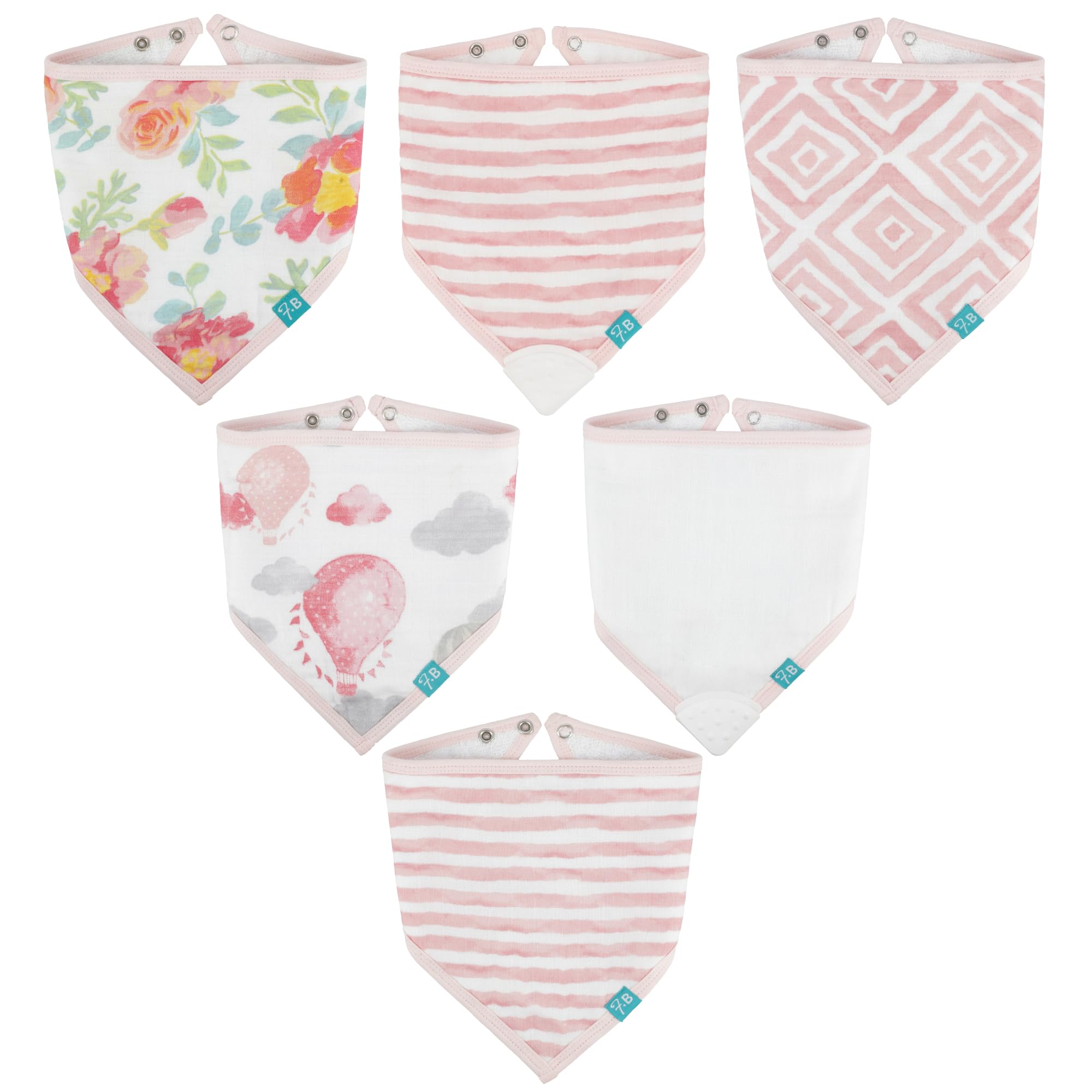 Featherhead™ Muslin Baby Bibs for Feeding, Drooling, & Teething - 100% Cotton Muslin with Absorbent Towel Backing