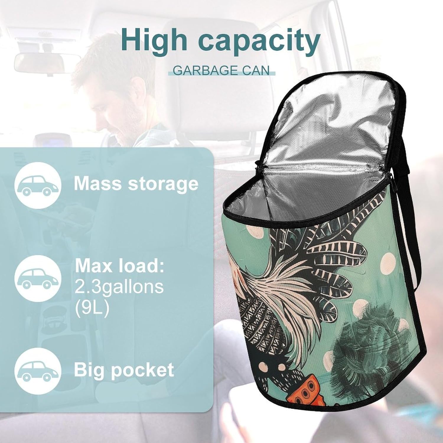 Hanging Car Trash Bag Protable Trash Can Red Cowboy Boots Waterproof Garbage Bin for Car