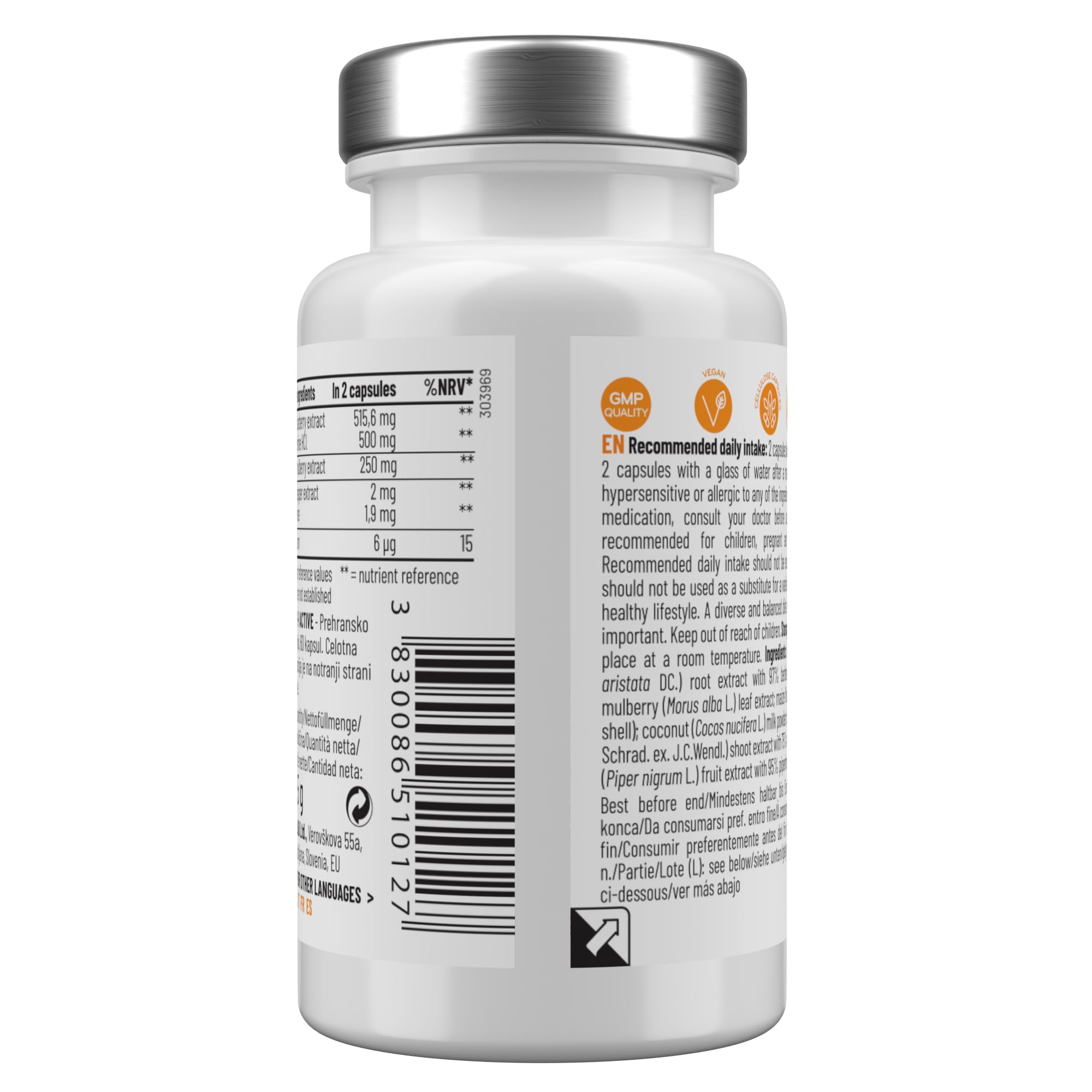 Gluco Formula mit Berberin, Chrom und weißer Maulbeere, Vegan, 60 Kapseln, Essentials Gluco Active von Sensilab