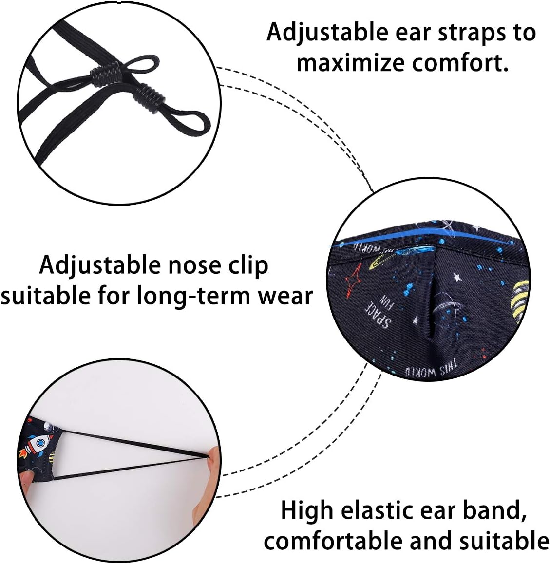 Dino Washable Breathable Kids Face Mask Reusable Adjustable Ear Loops, Cloth Layer Covering Fabric Cute Girl Fashion Designer Kid Masks Boys Gift