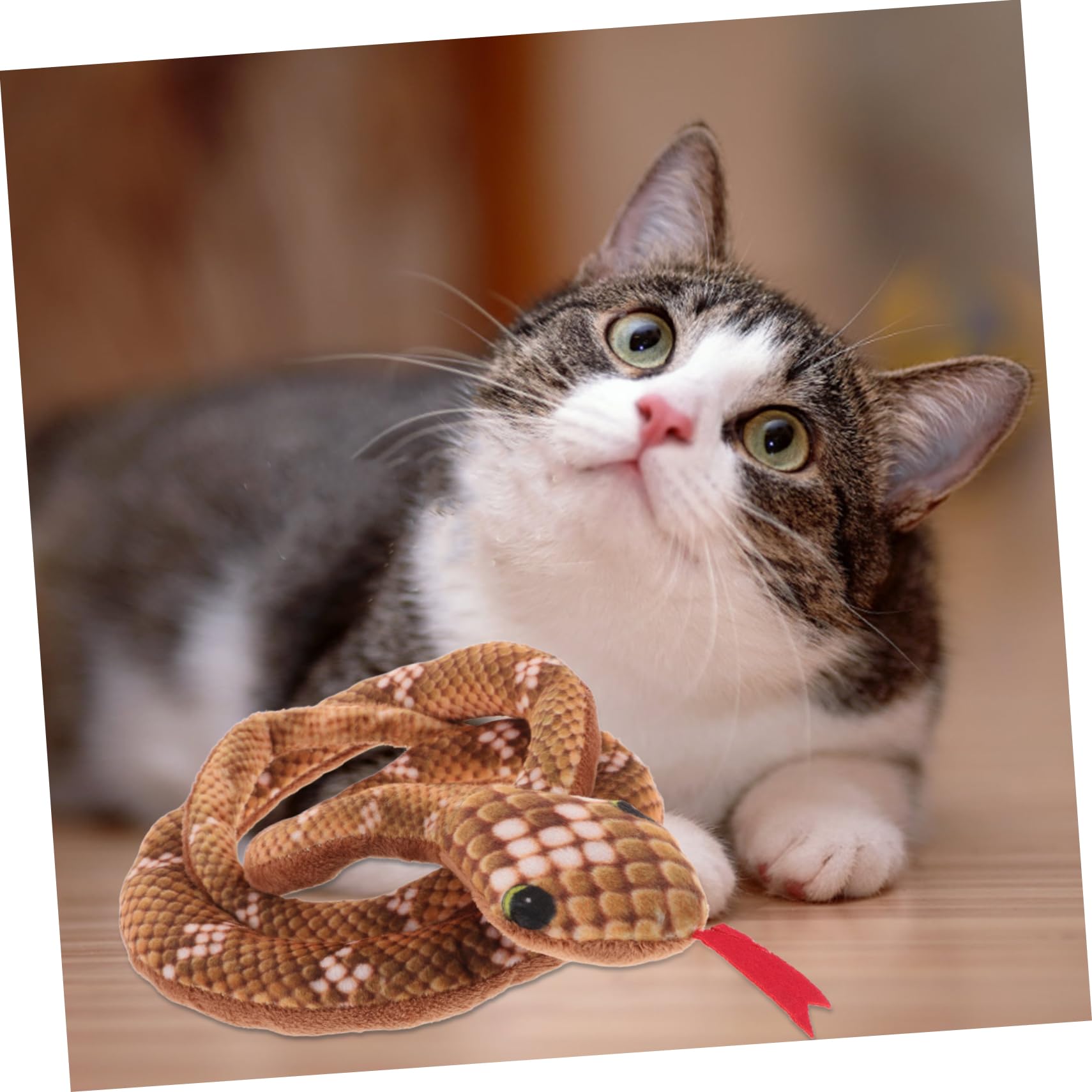Sosoport Jouet Serpent pour Chat avec Herbe Chat Jouet Interactif Peluche pour Chaton Interieur