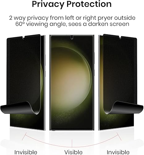 Miniatura 2 de Omnifense Protector de pantalla para Galaxy S23 Ultra, película suave de privacidad mate (paquete de 2) y protector de lente de cámara de vidrio