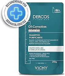 Vichy Dercos Oil-Correction, Refil Shampoo Purificante para Cabelos Oleosos, Limpeza Profunda sem Ressecar os Fios, Fórmula com Ácido Salicílico e Zinco PCA, 200g