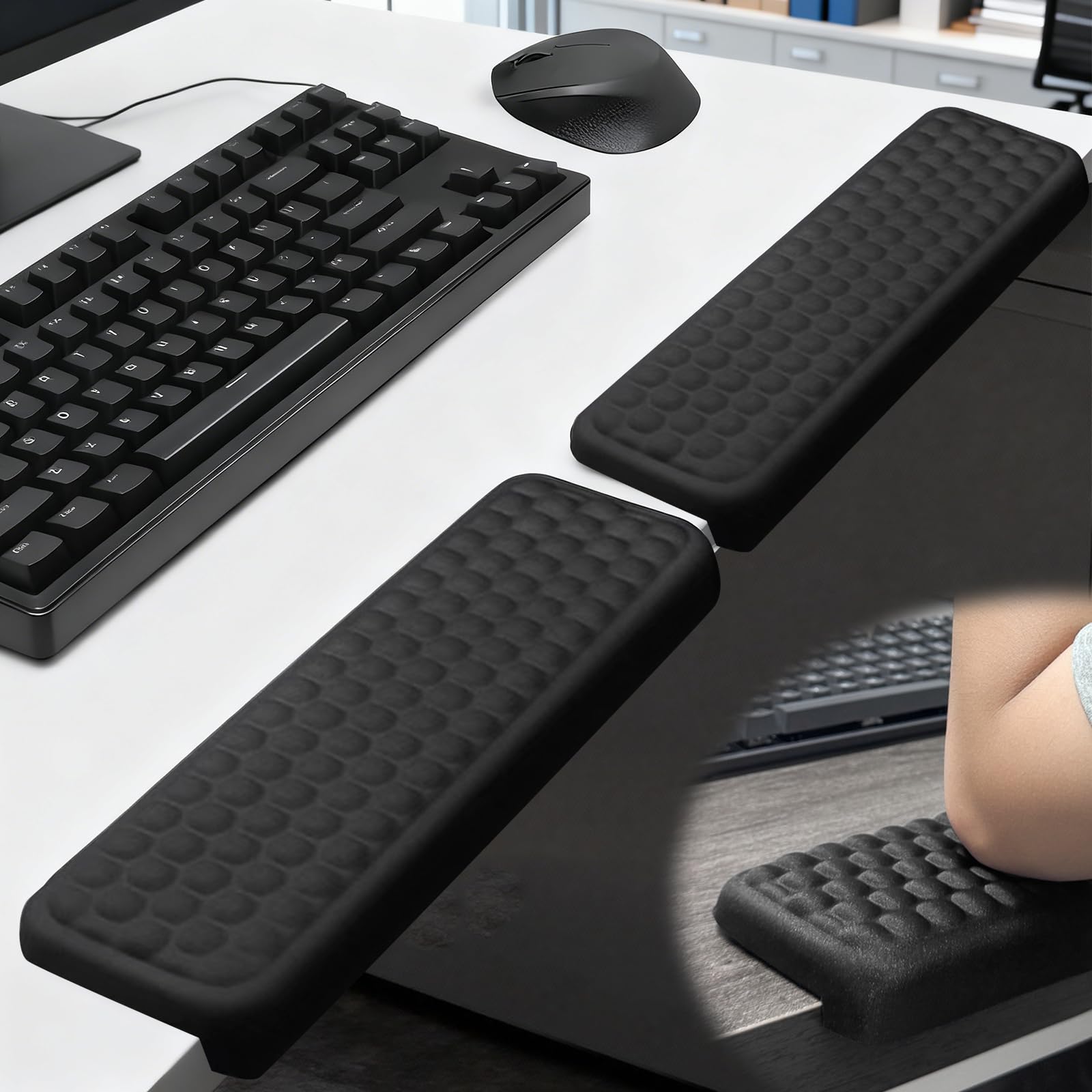 Repose-poignet Ergonomique Edge – Grand, Mousse à Mémoire De Forme, Noir, Pour Clavier Et Souris