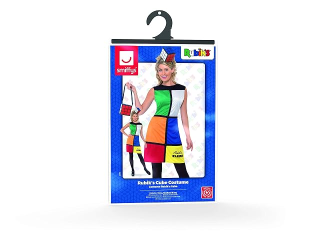 Foto 8 de 8 de Smiffys Disfraz del Rubik's Cube, con vestido, diadema y bolsa Halloween, Carnaval