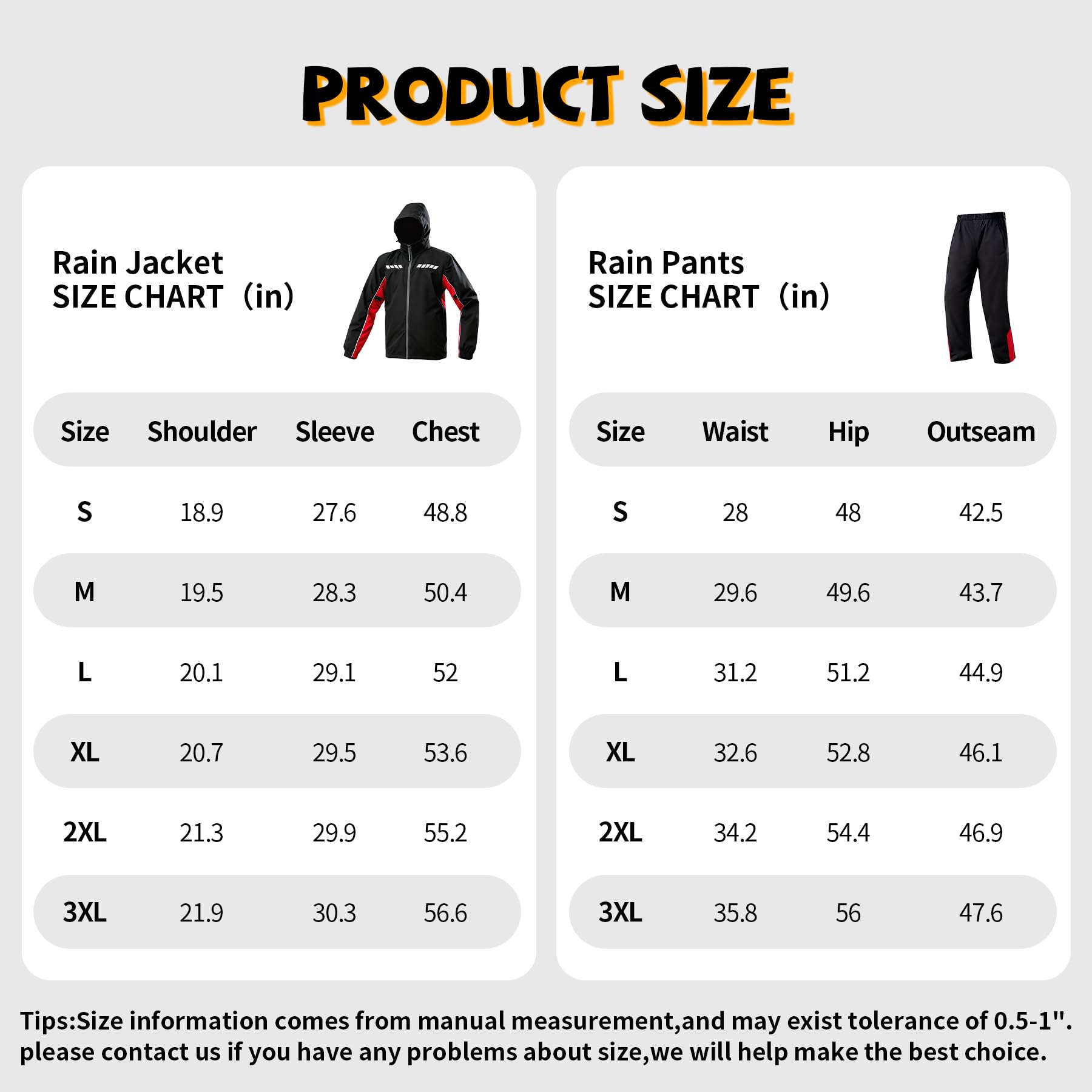 Waterproof Motorcycle Men's Rain Suit, Breathable Lightweight Hooded Reflective Rain Gear, Rain Jacket and Pants for Men