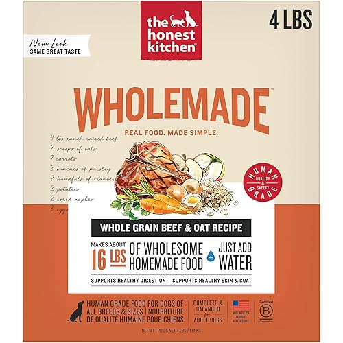The Honest Kitchen Human Grade Wholemade™ Dehydrated Dog Food, Whole Grain Beef & Oat, 4 lb (makes 16lbs)