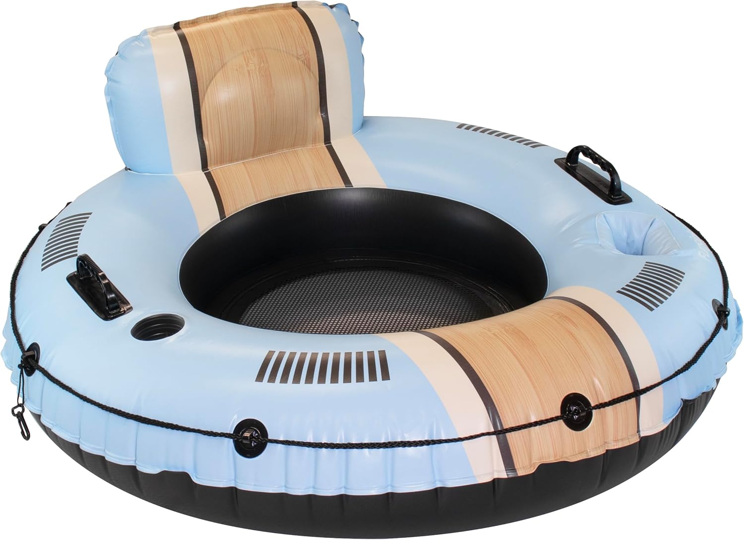 Maccabi Art Tahoe Lounge Inflatable Pool Float Tube for Adults – 48in River Lounge with Backrest, Cup Holder, Mesh Seat, Handles, Phone Holder – Durable Heavy-Duty Lake Float – Heavenly Blue