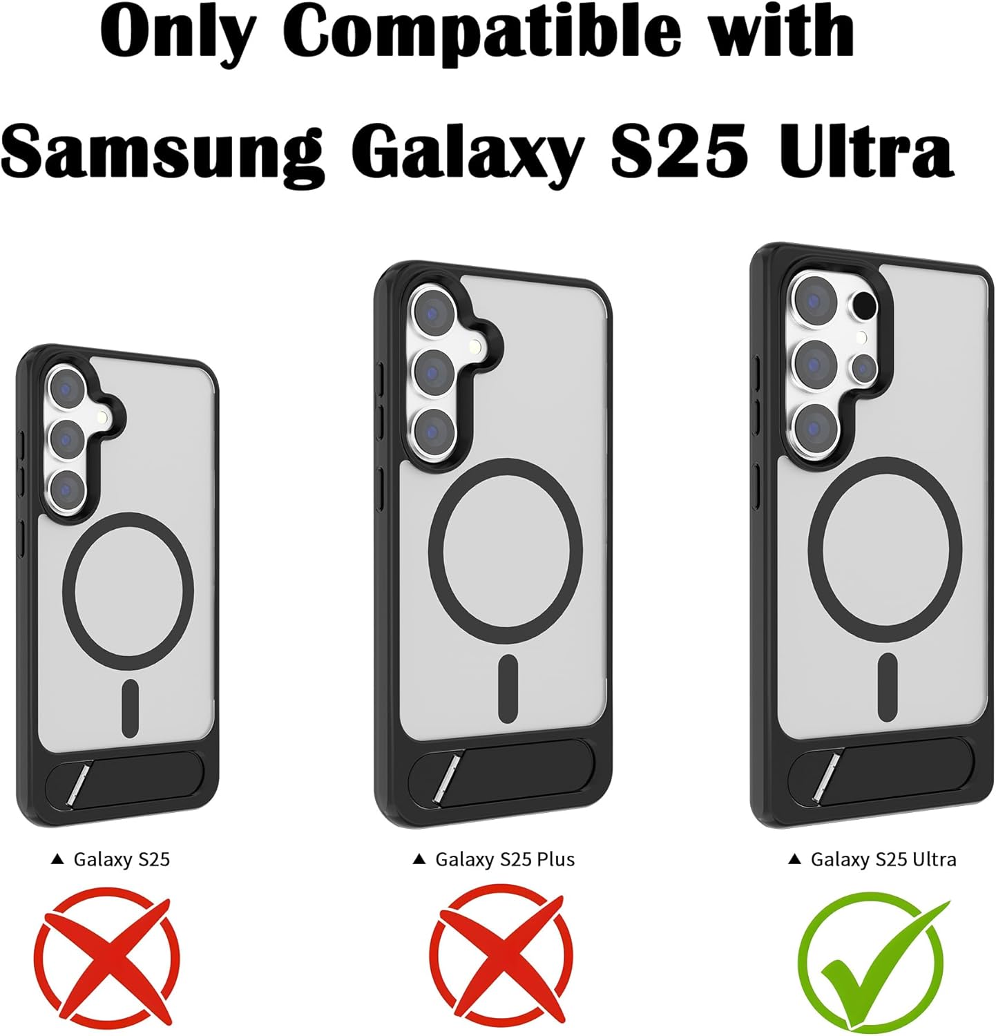 Magnetic Case Designed for Samsung Galaxy S25 Ultra [Compatible with MagSafe] [Adjustable Stand & Kickstand] Phone Cover for Samsung S25 Ultra,Translucent Black - Image 6