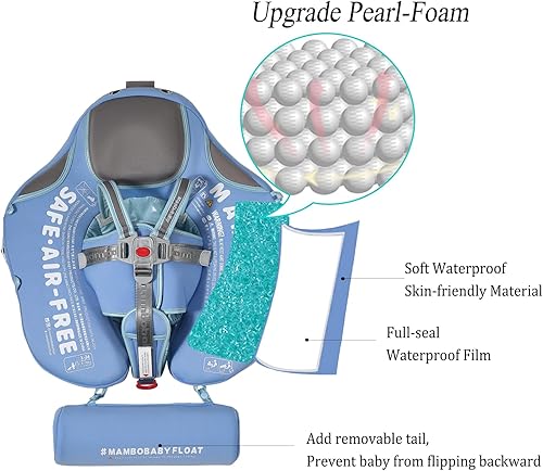 Miniatura 2 de Flotador Mambobaby 2025, flotadores para bebé con toldo para bebés de 3 a 24 meses, flotadores de piscina no inflables con correa de seguridad