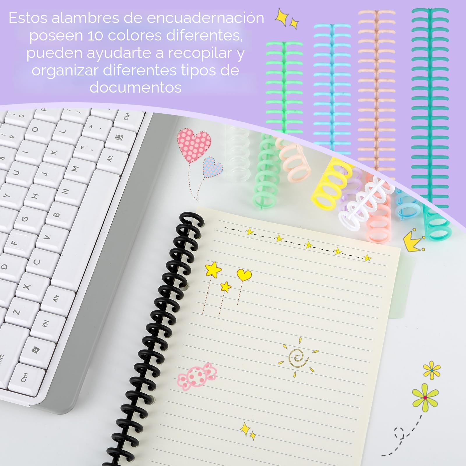 10 piezas de peines de encuadernación 30 anillos Espinas de encuadernación en espiral Máquina de encuadernación en espiral Encuadernadora de libros de plástico para maestros, estudiantes, documentos