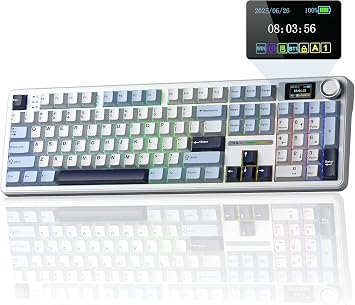 Aula F108 Pro Ekranl  Mekanik Klavye Reaper Switch RGB Hot Swap 8000mAh Makrolu Oyuncu Klavyesi Mavi