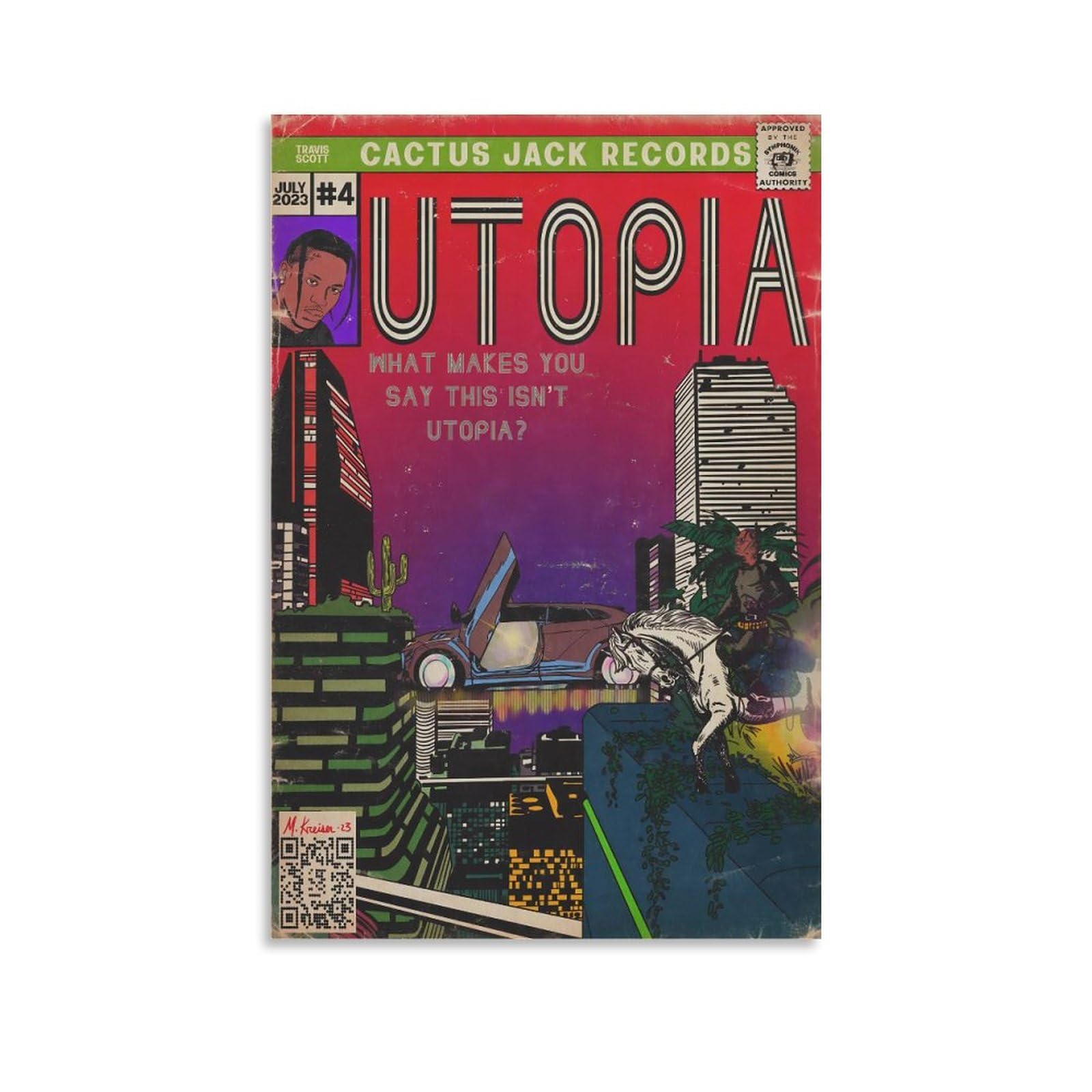 Piesa Travis Poster Scott Utopia Album Comics Art Poster for Bedroom Aesthetic Canvas Art Wall Decor 12x18inch(30x45cm)
