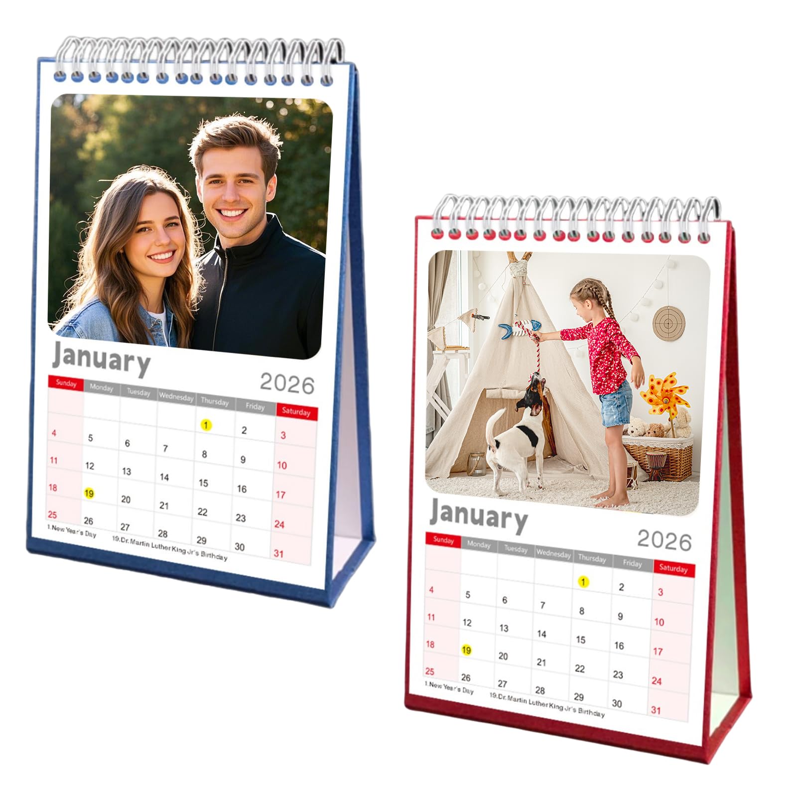 Personalised Desk Calendar 2026,Custom Calendar With 12Pc Photo Funny Desk Calendar For The Office, Home,Gifts For Couples Friends (Red)