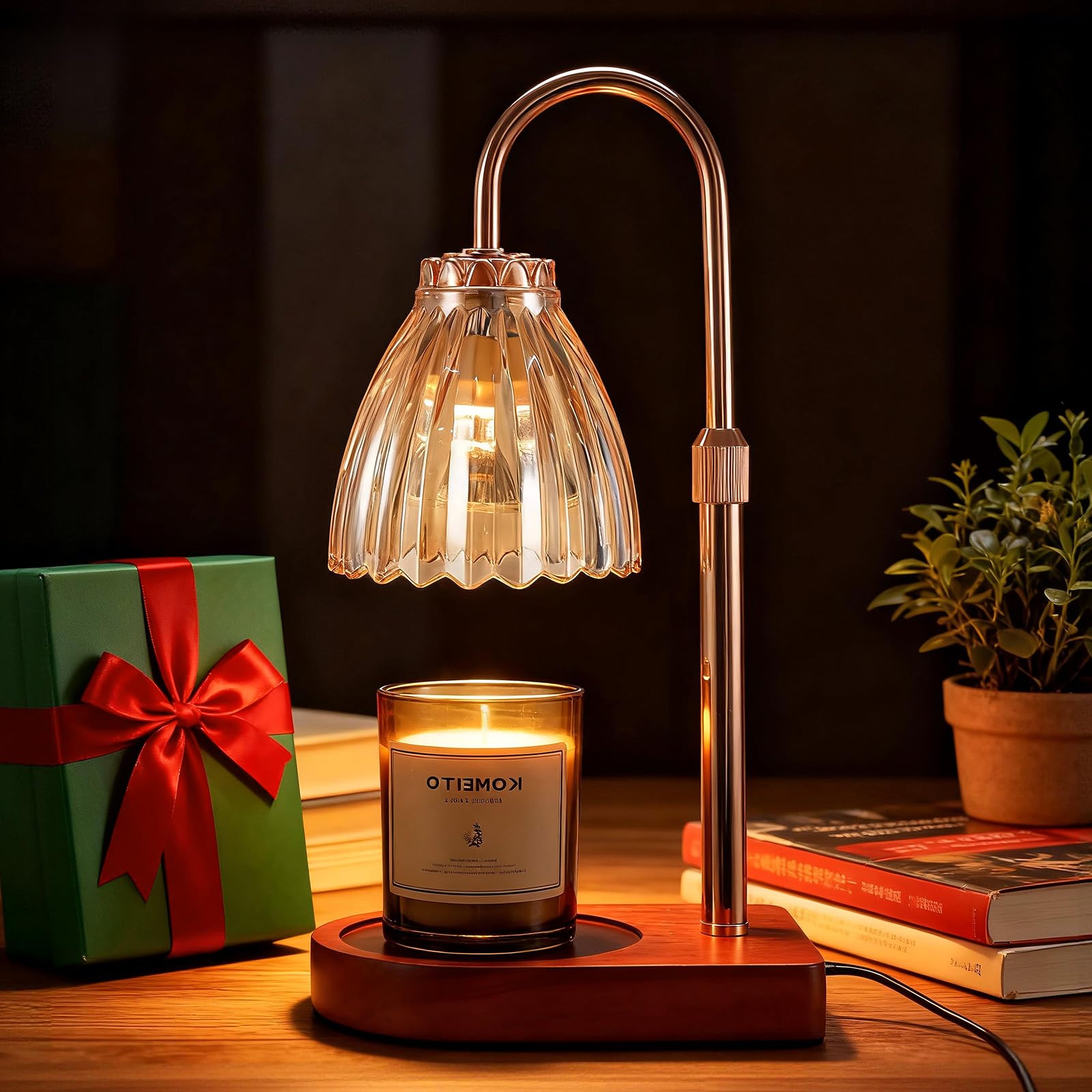 Adewalk Lámpara Calienta Velas con Temporizador y Regulador, Altura Ajustable 50W*2 Bombillas, Candle Warmer Lamp sin Llama para Velas en Tarro, Decoración y Regalos Navidad Cumpleaños，Marrón