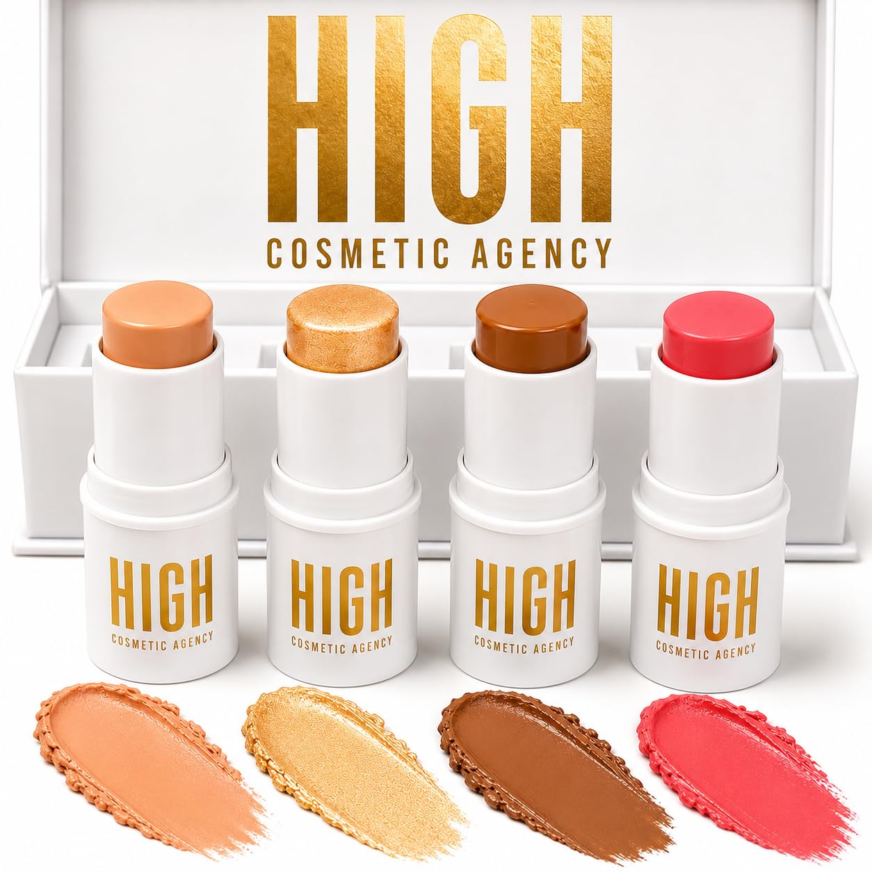 TO GO! Face Sculpting Cream Stick Set – 4-Piece Concealer, Contour, Blush & Highlighter Collection – Buildable Cream Formula – Vegan & Cruelty-Free