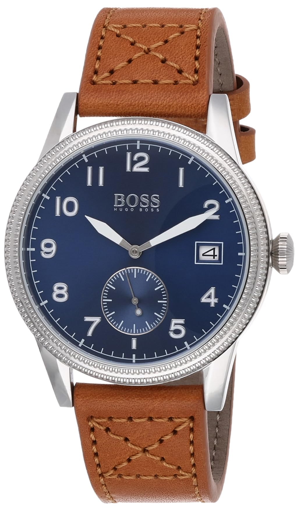 Hugo Boss Classic Mens Quartz Date Wrist Watch Analog 44 mm Round Blue Dial with Mineral Crystal and Brown Leather Band 50m Water Resistant Business Genuine Fashion Watches - for Men (B07KTQQHX3) Amazon Price History, Amazon Price Tracker