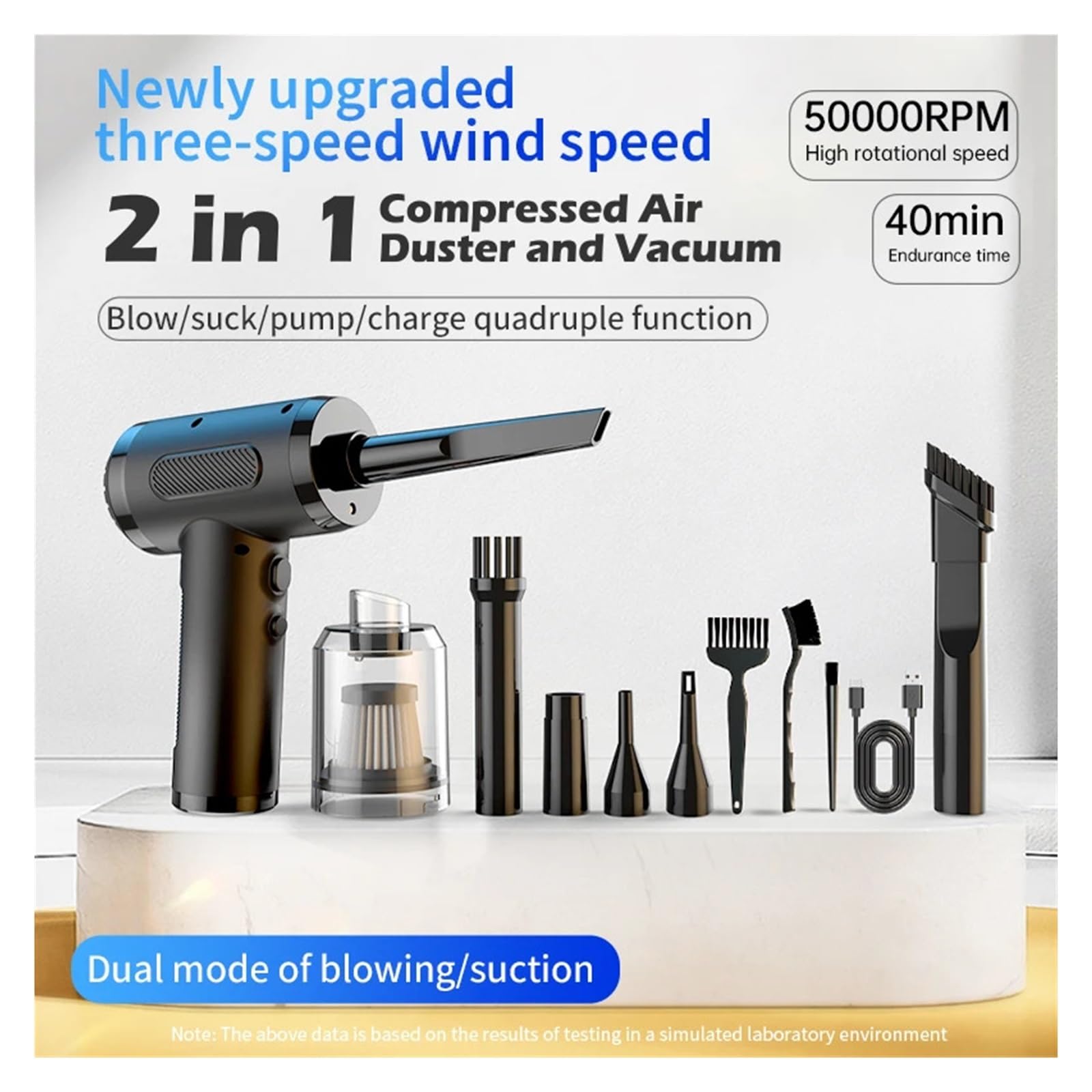 200000Pa 3 W 1 Bezprzewodowy Odkurzacz Samochodowy Ręczny Z Nadmuchem I Ssaniem Zintegrowany Bezprzewodowy PrzenośNy BezpłAtny(Blow-suction Set)