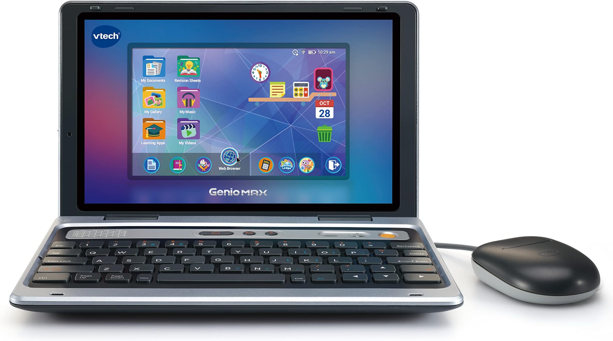 VTech Genio MAX My First Laptop, Educational Computer for Kids, 7” Colour Screen, Mouse, Kid-Safe Web Browser, 40+ Games, Art Studio & Revision Tools, WiFi, Toy for Children 5 Years +, English Version