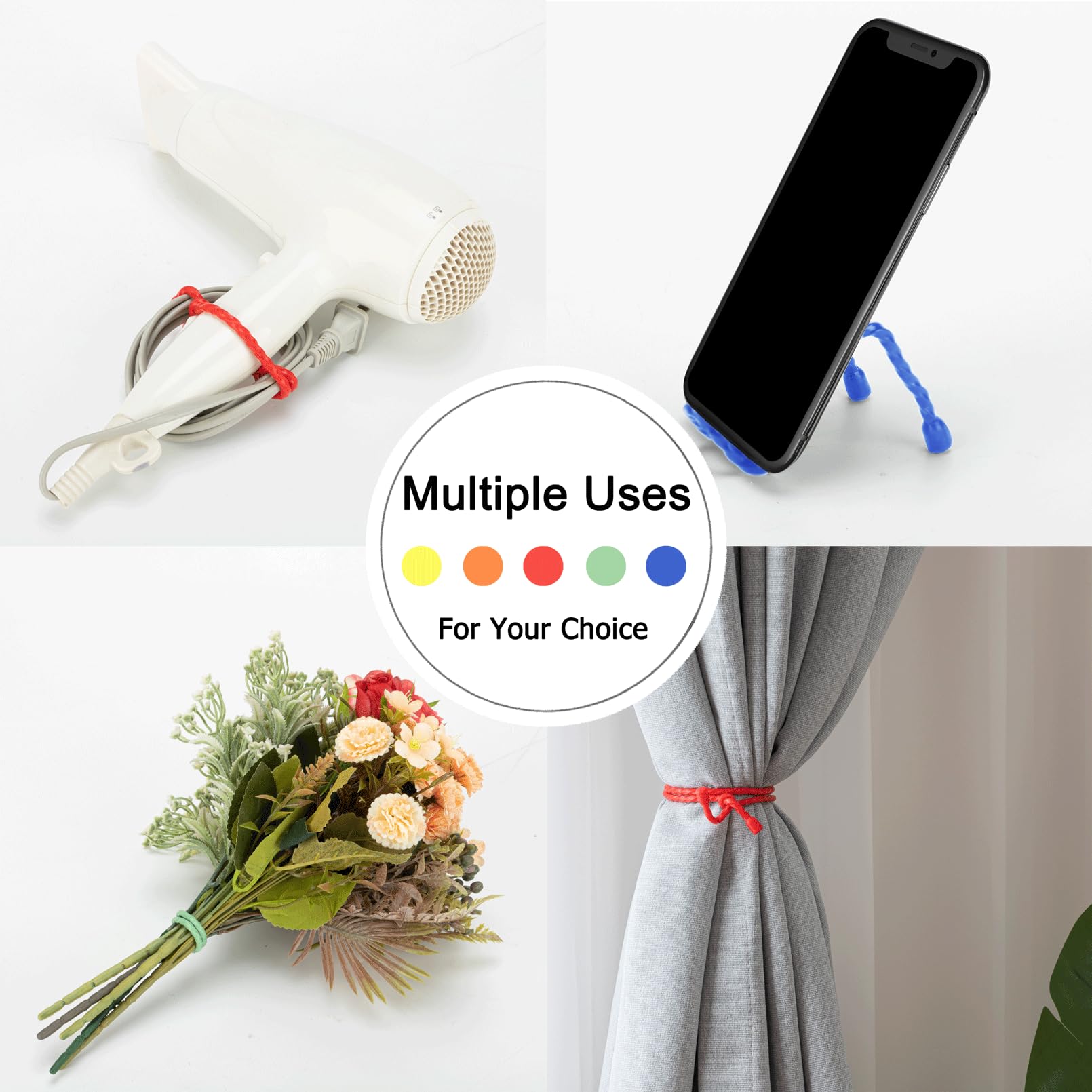 Gesipor Lot De 5 Attaches De Câble En Silicone De 61 Cm De