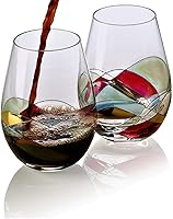 Vista 5 de Bezrat Juego de 2 copas de vino tinto, copa de vino pintada a mano, artículos esenciales para bebidas, 11 pulgadas de alto, vaso grande para amantes