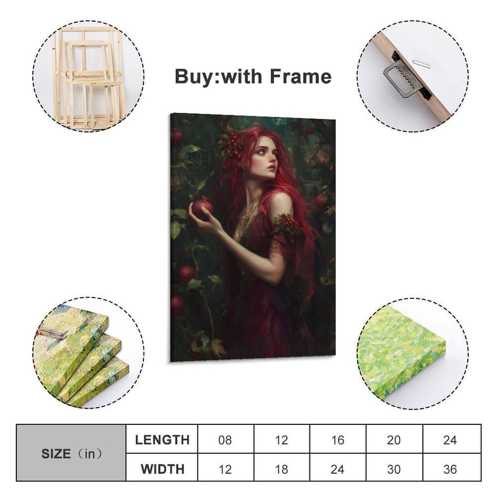 Wandkunst, Frau mit Granatapfel, künstlerischer Druck, Obstposter, mystisches Leinwandbild, Poster, dekorative Malerei, Leinwand, Wandposter und Kunstdruck, moderne Familienschlafzimmer-Dekor-Poster