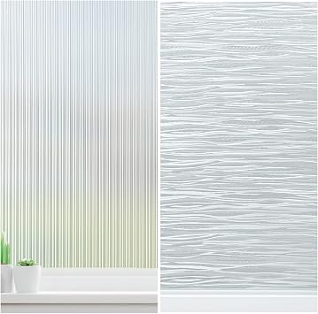Haton Reeded Glass Window Privacy Film, Frosted Glass Window Film 17.5" x 78.7"