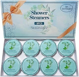 Shower Steamers Aromatherapy 8 Pack, Menthol & Eucalyptus Shower Bombs with Natural Essential Oils,