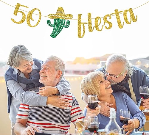 Miniatura 5 de Cartel de fiesta 50/cartel mexicano de 50 cumpleaños/Taco Bout 50 cumpleaños decoración suministros oro purpurina