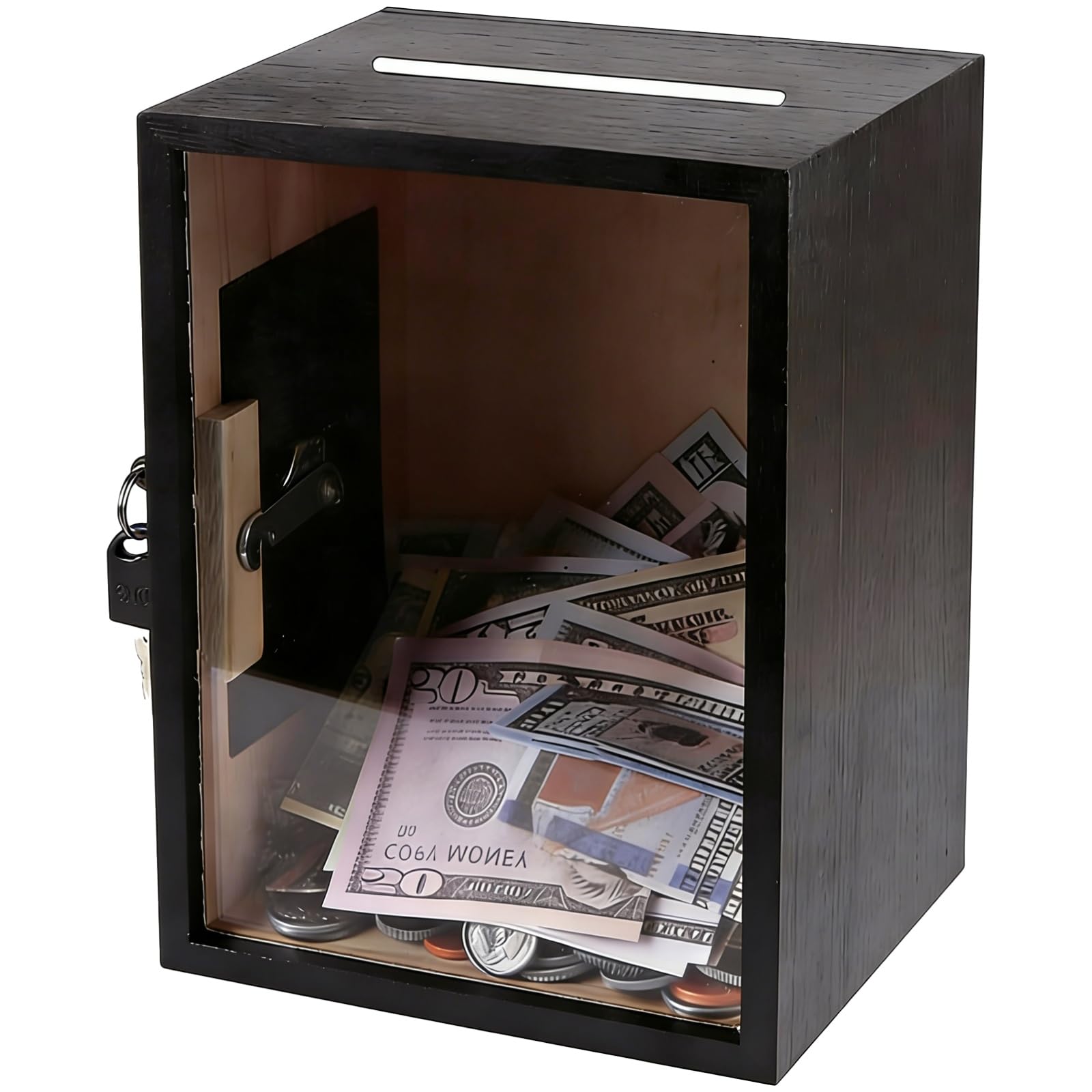 Tirelire transparente avec serrure boîte à monnaie sécurisée en acrylique