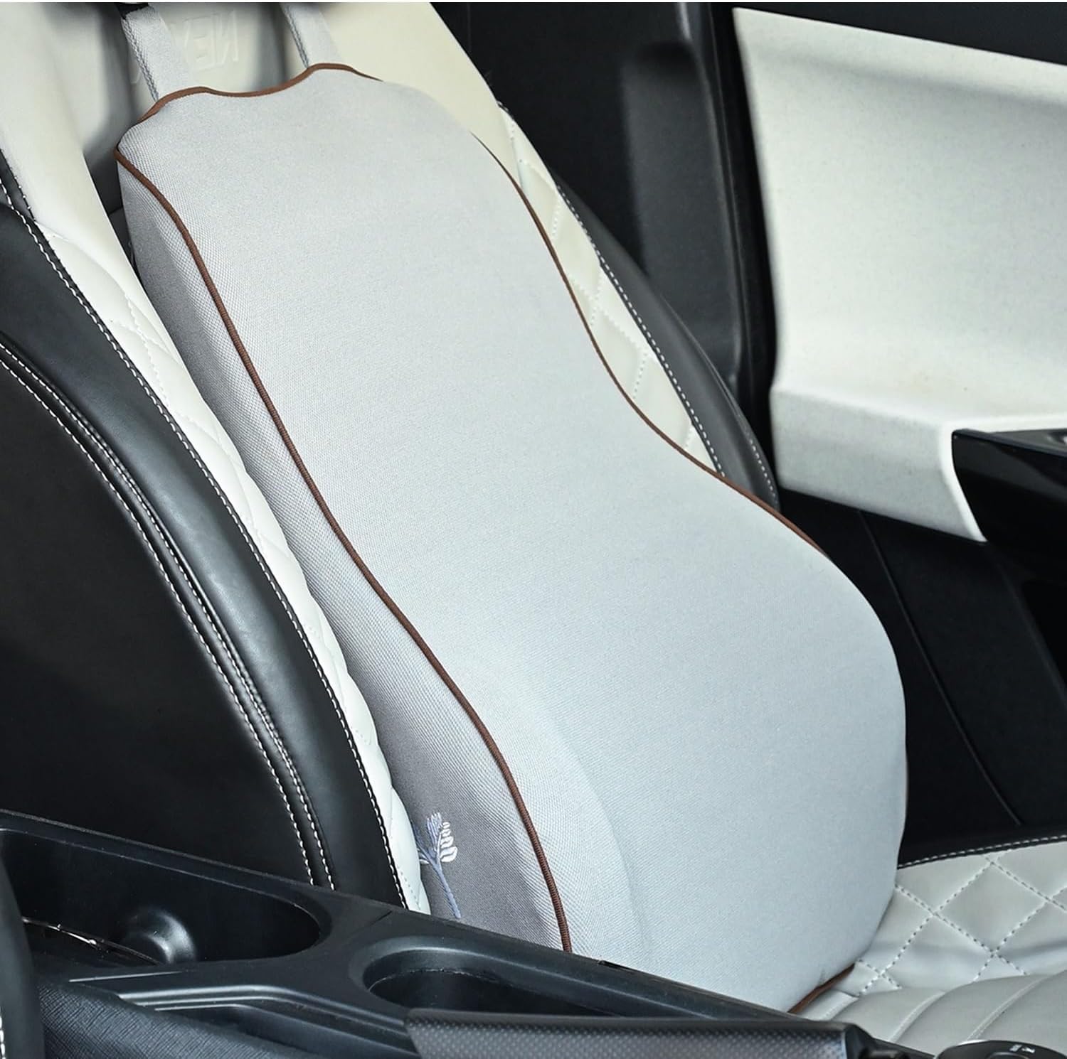 Grin Health Car Backrest Cushion with Lumbar Support for Back Pain, Orthopedic Car Seat Back Support for Long Drive Car Back Rest Support Memory Foam Car Pillow Lumbar Cushion (Grey)