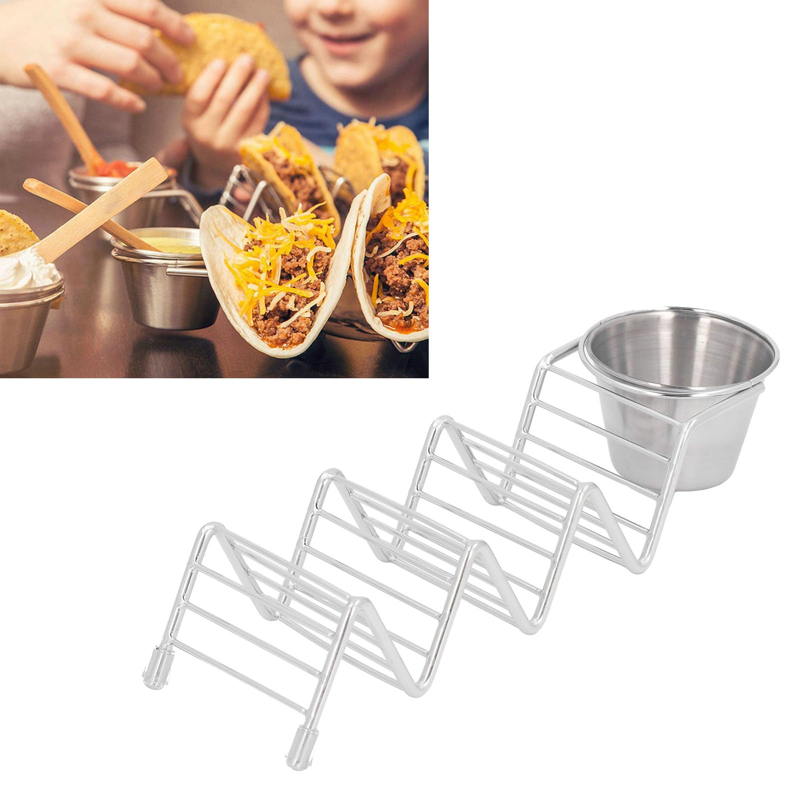lvifloae Stainless Steel Taco Holder, Taco Tray Plates, Mexican Pancake Stand Multifunctional Taco Storage Rack Taco Stand Up Holder for Home Taco Night Taco Tuesday