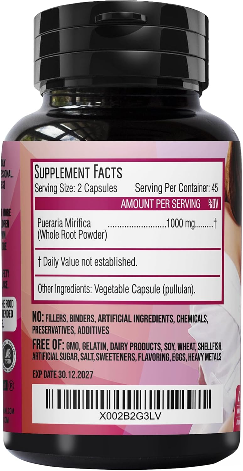 Pueraria Mirifica Capsules 2000mg Daily - Breast Enhancement Pills and Estrogen Supplement for Women and Men, Breast Enlargement Pills for Women and Transgender - Breast Growth Breast Enhancer - Image 6